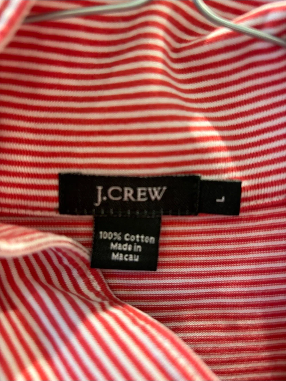 J. Crew Men’s Pink and White Thin-Striped Polo